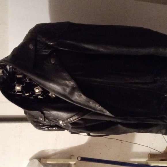 Asos women's black lambskin moto biker jacket - Picture 2 of 4